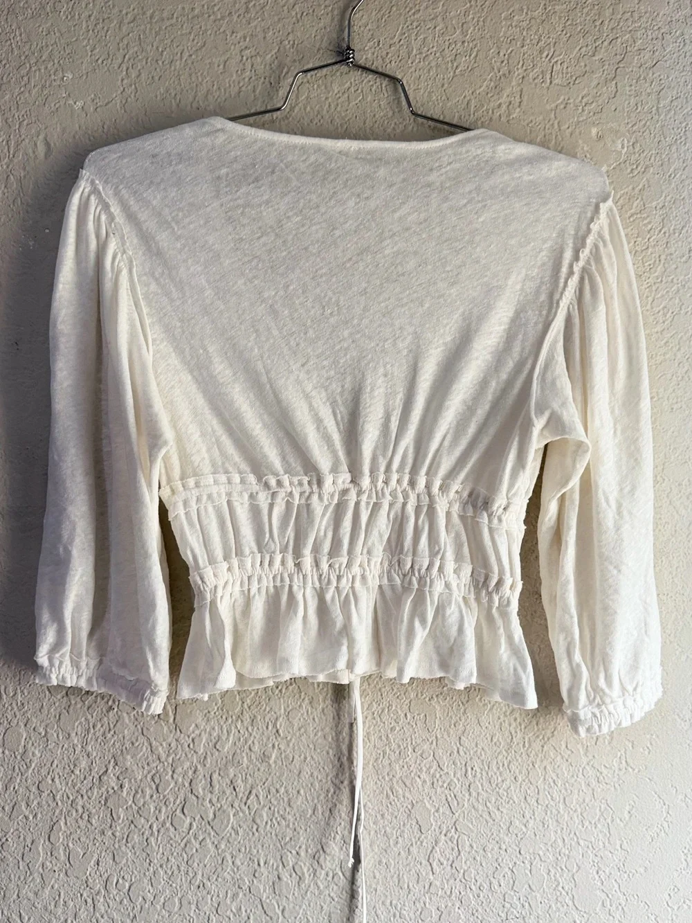 Free People tie-front jersey blouse in ivory size small